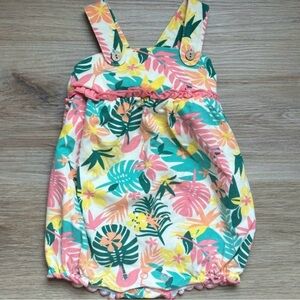Bonnie Baby Tropical Print Romper - Pink, Green, Yellow